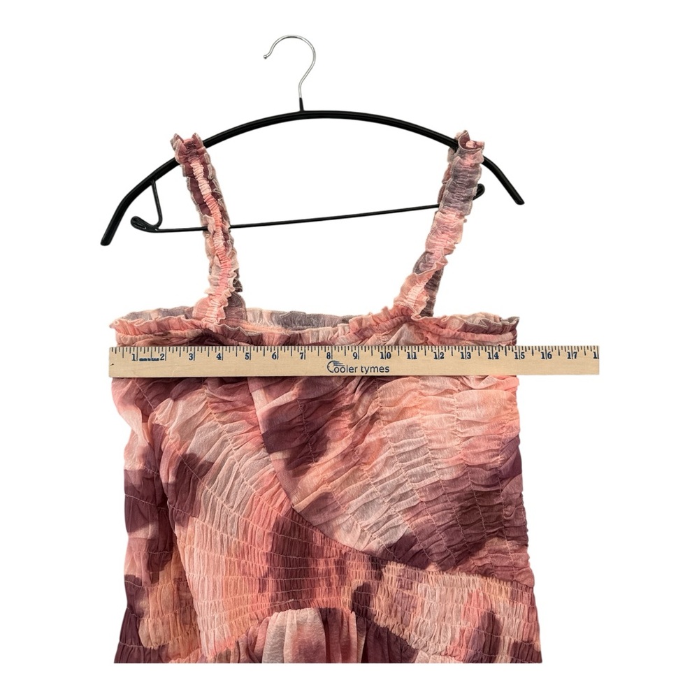 Free People Tessa Smocked Midi Dress Blush Pink Watercolor Pattern NWT Size L - Picture 12 of 12